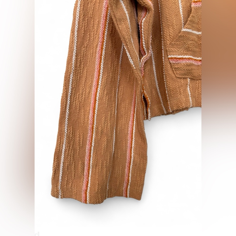 L Space Paradise Sunrise Stripe Hooded Pullover Gold Medium Woven Knit Coastal - Picture 5 of 8